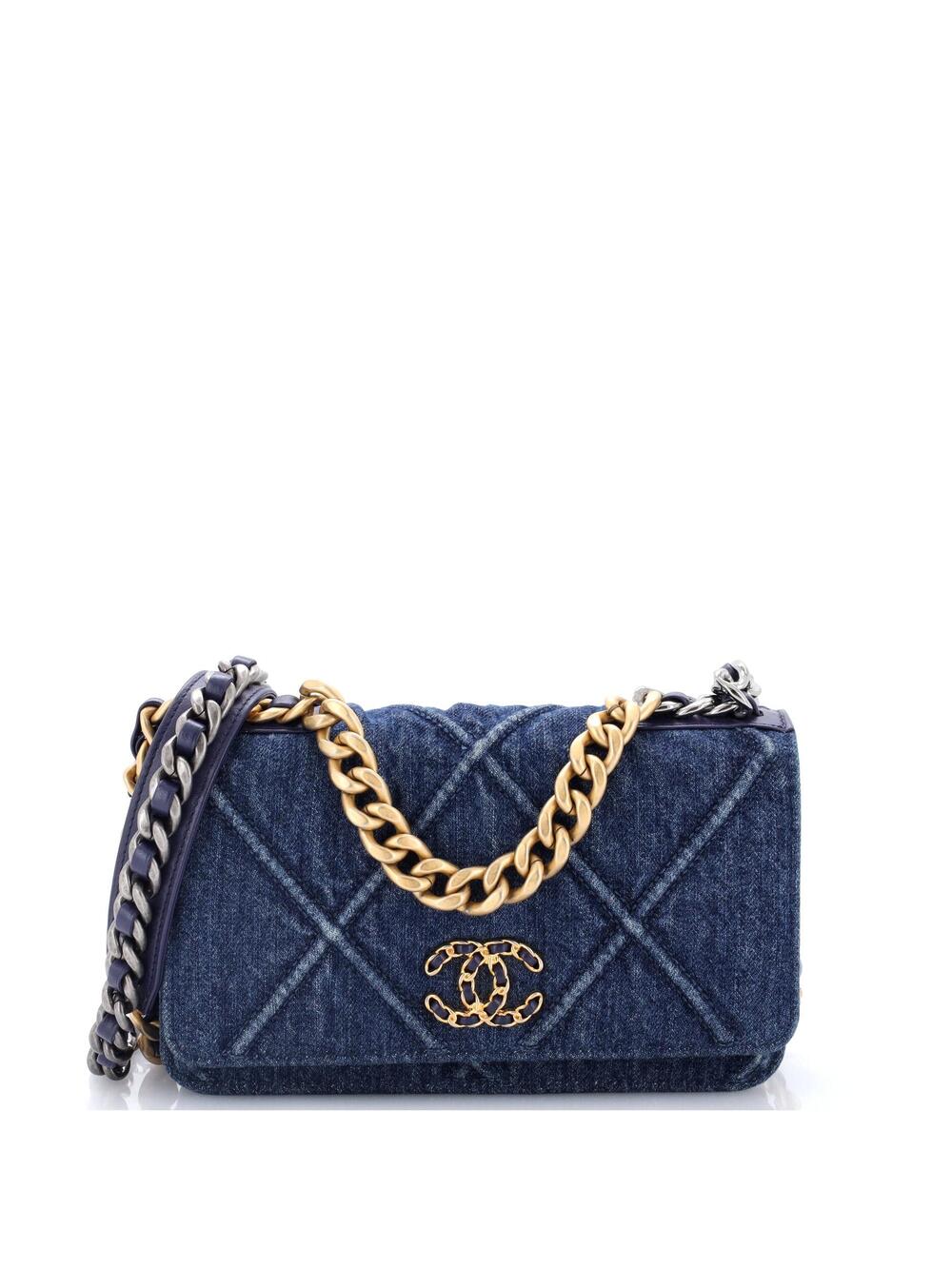 Chanel 19 Wallet On Chain Quilted Denim #323576C43B